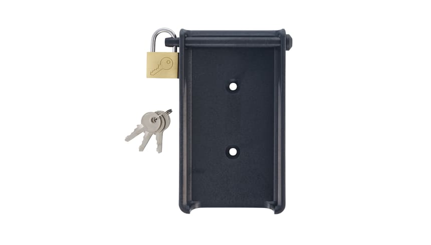 Wall holder (black) with padlock for 176 data loggers*