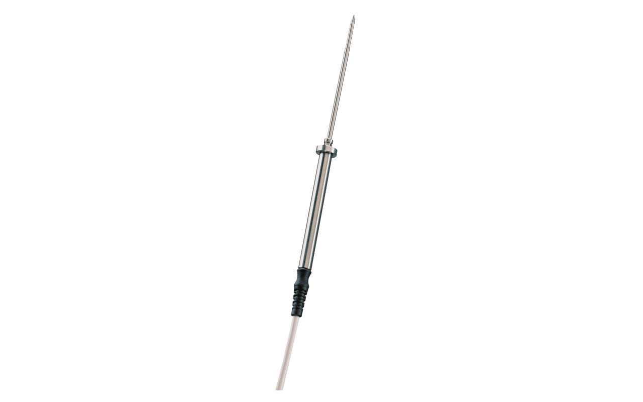 Stainless steel food probe (IP67) with PUR cable, T/C type T, tip Ø 3.2 mm x 30 mm, probe Ø 4 mm x 125 mm, -58 to 662°F / -50 to +350°C, fixed cable