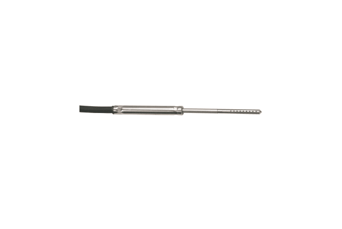 Thin humidity / temperarure probe with built-in electronics, incl. 4 attachable PTFE (Teflon) protection caps for material moisture equilibrium measurement, probe Ø 4 mm x 60 mm, 32 to 104°F / 0 to +100 %RH, 0 to +40°C
