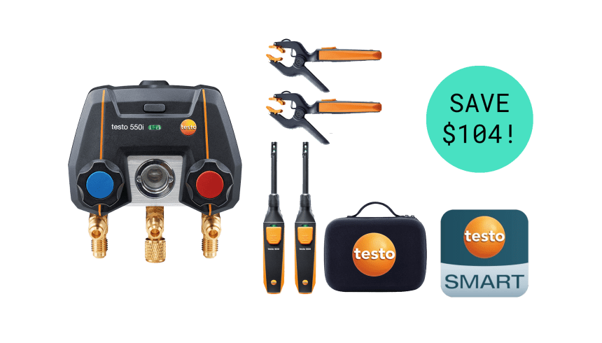 testo 550i Smart Kit - App operated Manifold w/ wireless temperature probes & thermohygrometers