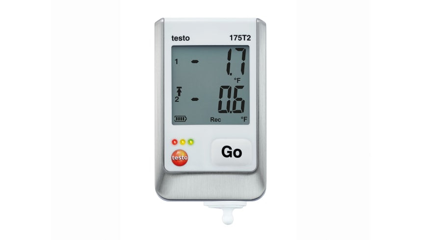 testo 175 T2 2-channel temperature data logger with internal sensor and external sensor connection for NTC probe