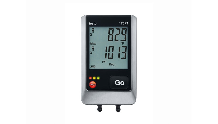 testo 176 P1 5-channel temp/RH/pressure logger with internal absolute pressure sensor and external connection for temp/RH probe