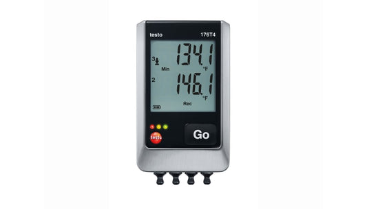 testo 176 T4 4-channel temp logger with 4 external thermocouple connections (Type T, K, J)