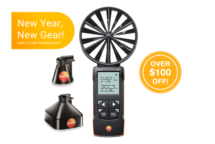 testo 417 Kit 1 – vane anemometer with measurement funnels