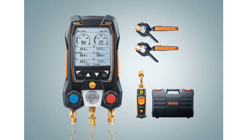 testo 550s Smart Vacuum Kit - Smart digital Manifold w/ wireless vacuum & Temperature probes
