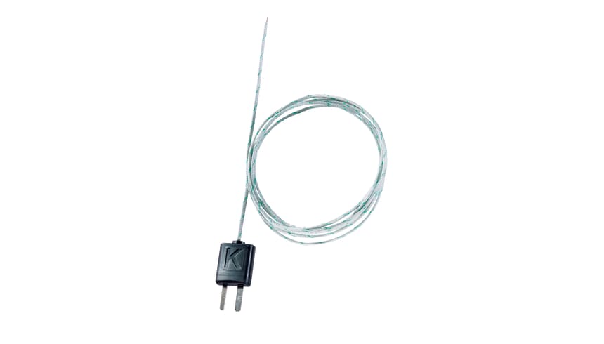 59" flexible bead tip thermocouple, fiber glass sheating, tip Ø 1.5 mm, TC type K, -58 to 752°F