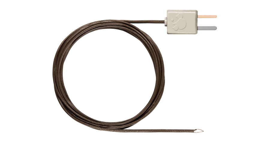 TC type T flexible oven probe, tip Ø 1.5 mm, -58 to 482°F / -50 to +250°C, 6.5 ft / 2 m PTFE cable
