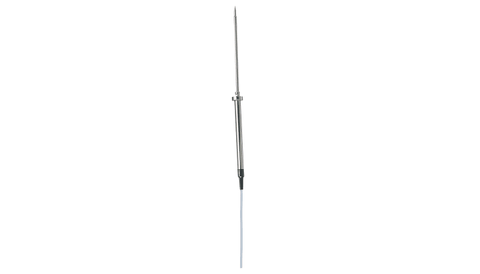 Pt100 stainless steel food probe, IP65, calibratable, tip Ø 3 mm x 15 mm, -58 to 572°F, 3.9 ft cable