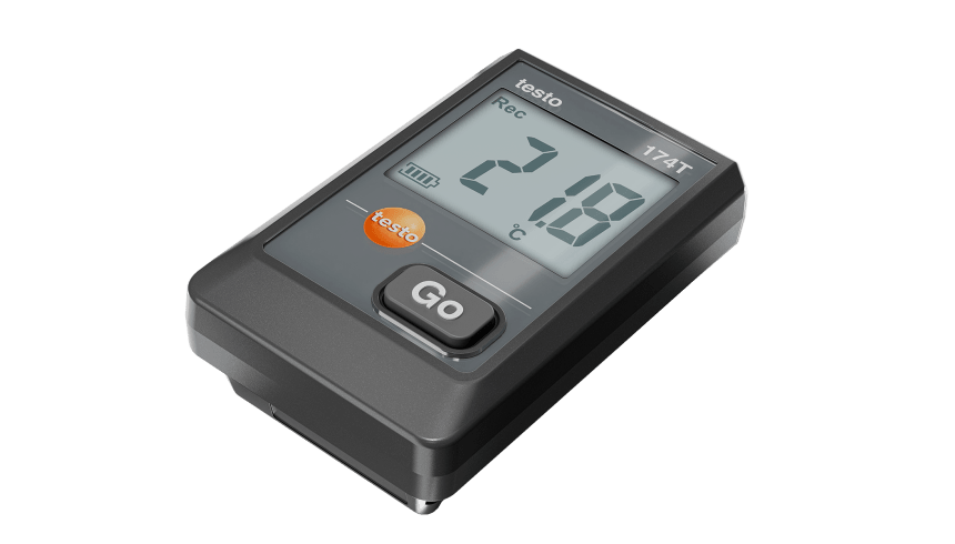 testo 174T (black) mini temperature data logger, including wall bracket, batteries, USB cable