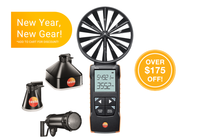 testo 417 Kit 2 – vane anemometer with measurement funnels and flow straightener
